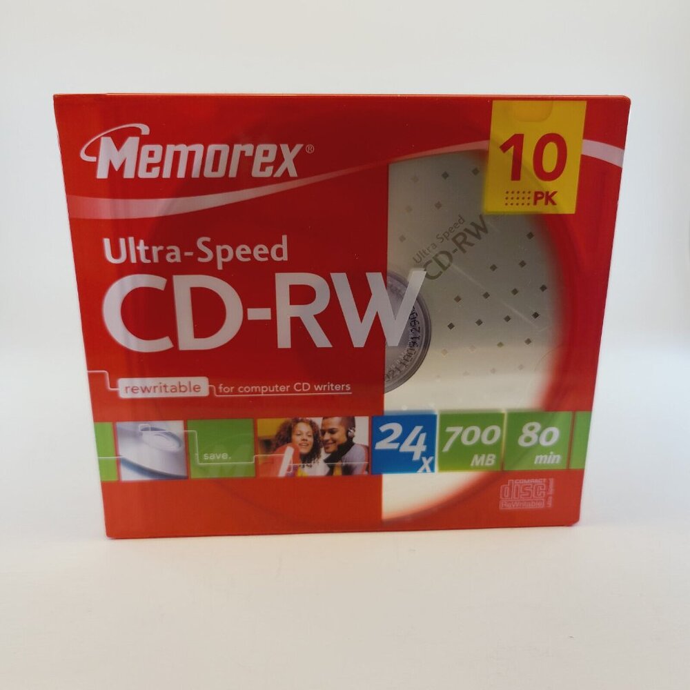 MEMOREX Ultra Speed CD-RW 24x700 MB 80 MINUTE 10 PACK REWRITABLE New Sealed